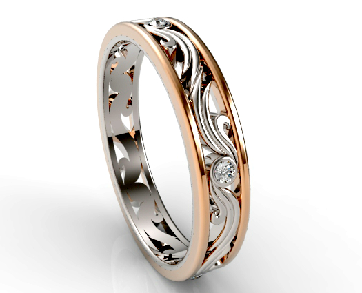 Diamond Wedding Band Two Tone Of Rose And White Gold | Vidar Jewelry ...