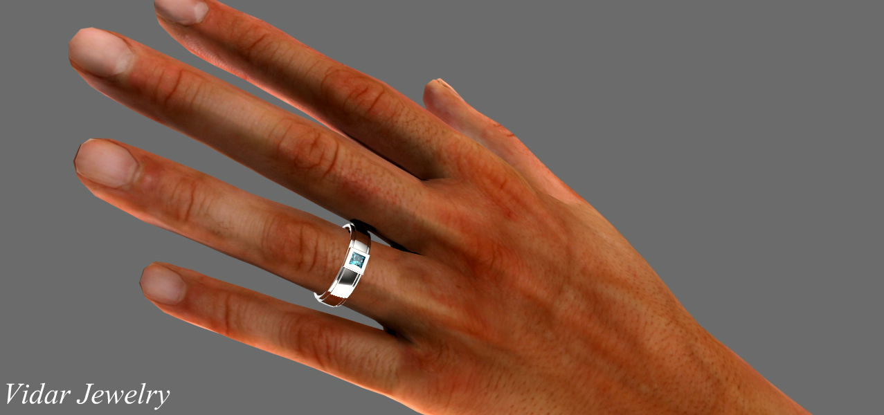 Unique Mens Princess Cut Blue Diamond Wedding Ring | Vidar Jewelry ...