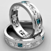 Princess Cut Blue Diamond Matching Wedding Ring Set