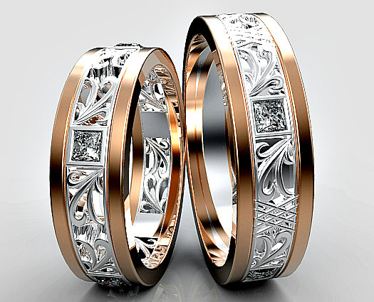 Princess Cut Diamond Matching Wedding Ring Set | Vidar Jewelry - Unique ...