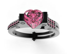 Black Gold Pink Sapphire Handcuff Engagement Ring