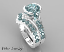 Unique Style Aquamarine Wedding Ring Set
