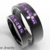 Unique Style Black Gold Amethyst Matching Wedding Rings