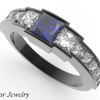 Black Gold Blue Sapphire wedding Ring For A Women