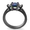 Black Gold Princess Cut Sapphire And Diamond Engagement Ring