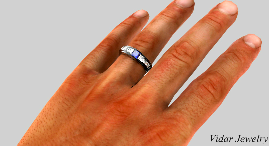Black Gold Blue Sapphire wedding Ring For A Men | Vidar Jewelry ...