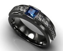 Sapphire Diamond Black Gold Ring