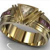 Triangle Moissanite Ruby Gold Band