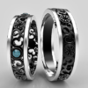 His and Hers Blue Diamond Matching Wedding Band