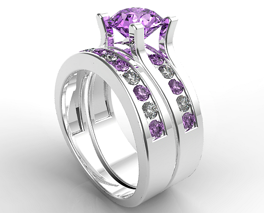 Amethyst Bridal Ring Set Vidar Jewelry Unique Custom