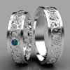 His And Her Blue Diamond Matching Band Set