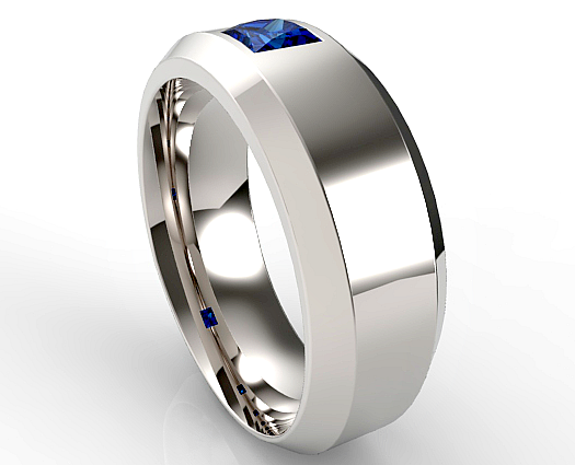 Unique Mens Wedding Band Comfort Fit Luxury Princess Cut Sapphire Ring ...