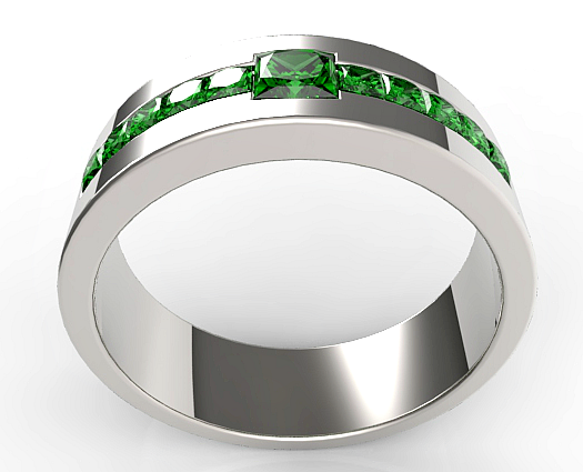 Princess Cut Emerald Wedding Band For Mens Vidar Jewelry