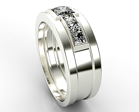 Princess Cut Diamonds White Gold Wedding Ring For Men's | Vidar Jewelry ...