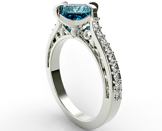 Princess Cut Swiss Blue Topaz Engagement Ring | Vidar Jewelry - Unique