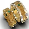 His and Hers Emerald Two Tone Gold Set