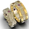 His and hers matching yellow gold ruby