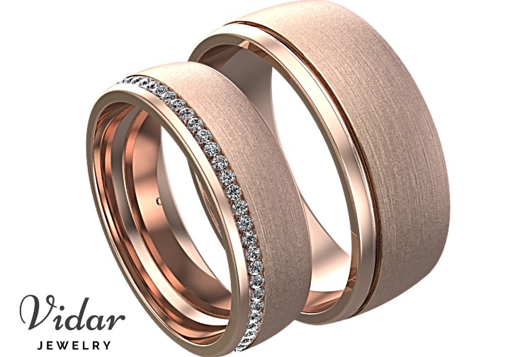  Rose  Gold  Eternity Diamond Matching  Wedding  Band His And 