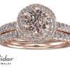 Very Light Pink Diamond Wedding Ring Set