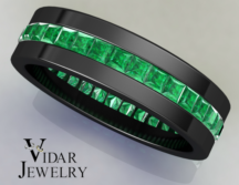 Black Gold Princess Zambian Emeralds Mens Wedding Ring