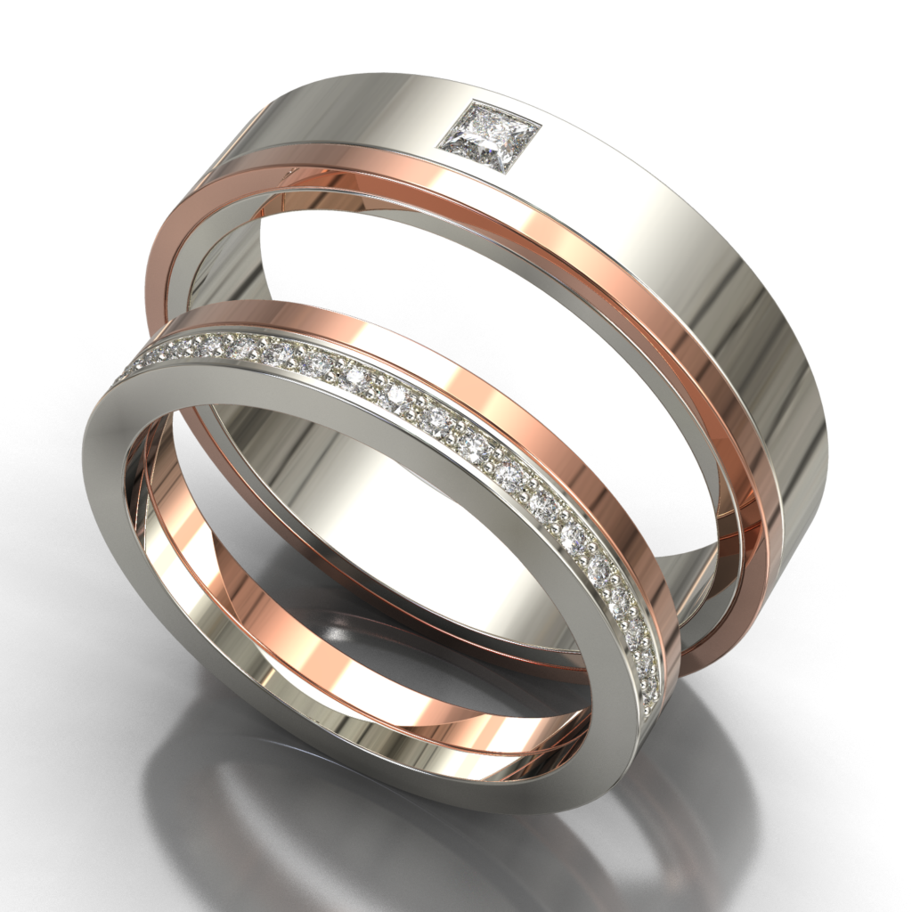 Rose Gold Platinum His And Hers Ring set