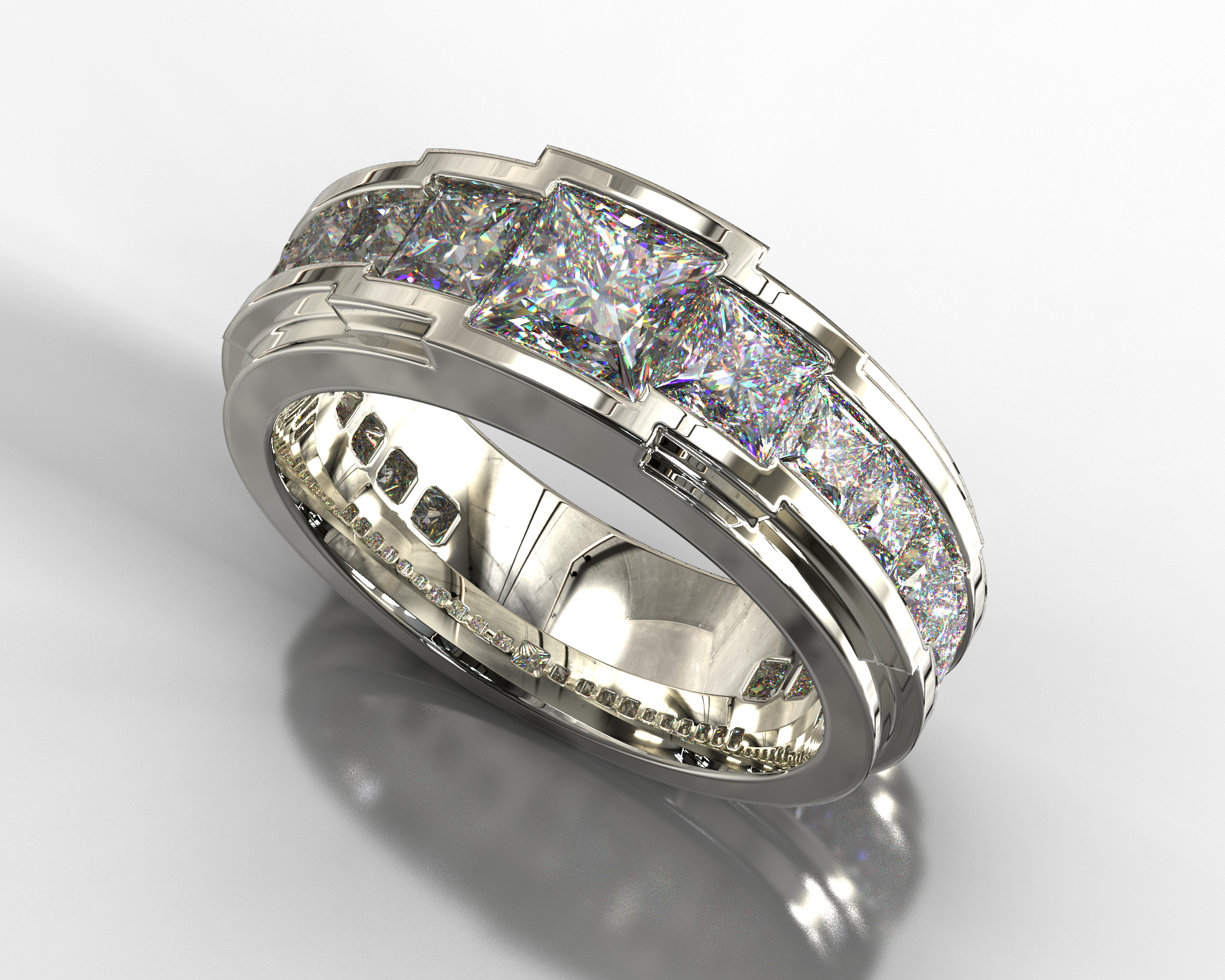 Men's Princess Cut Diamond Wedding band | Vidar Jewelry ...