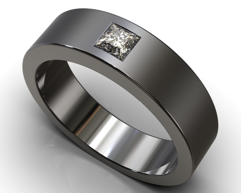 Gold Diamond Men’s Wedding Band – Solitaire Ring