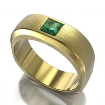 Gold Emerald Solitaire Band