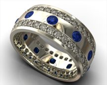 Diamond Sapphire Trench Ring