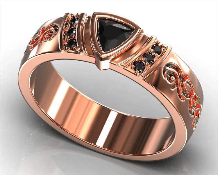 Rose Gold Black Diamond Tribal Ring