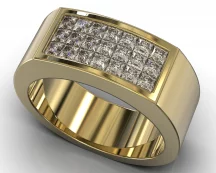 Gold Diamond Signet Ring Invisible Set