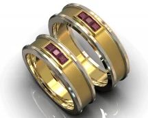 White Gold Yellow Gold Ruby Matching Wedding Bands