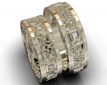 White Gold Princess Diamond His and Hers Bands