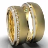 Two Tone Gold Two Texture Diamond Matching Bands
