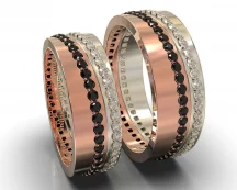 Two Tone Gold Two Diamond Matching Wedding Bands