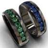 Black Gold Sapphire Emerald His and His Bands