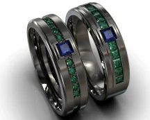 Black Gold Emerald Sapphire His and His Bands