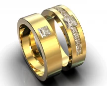Gold Diamond Matching Wedding Bands
