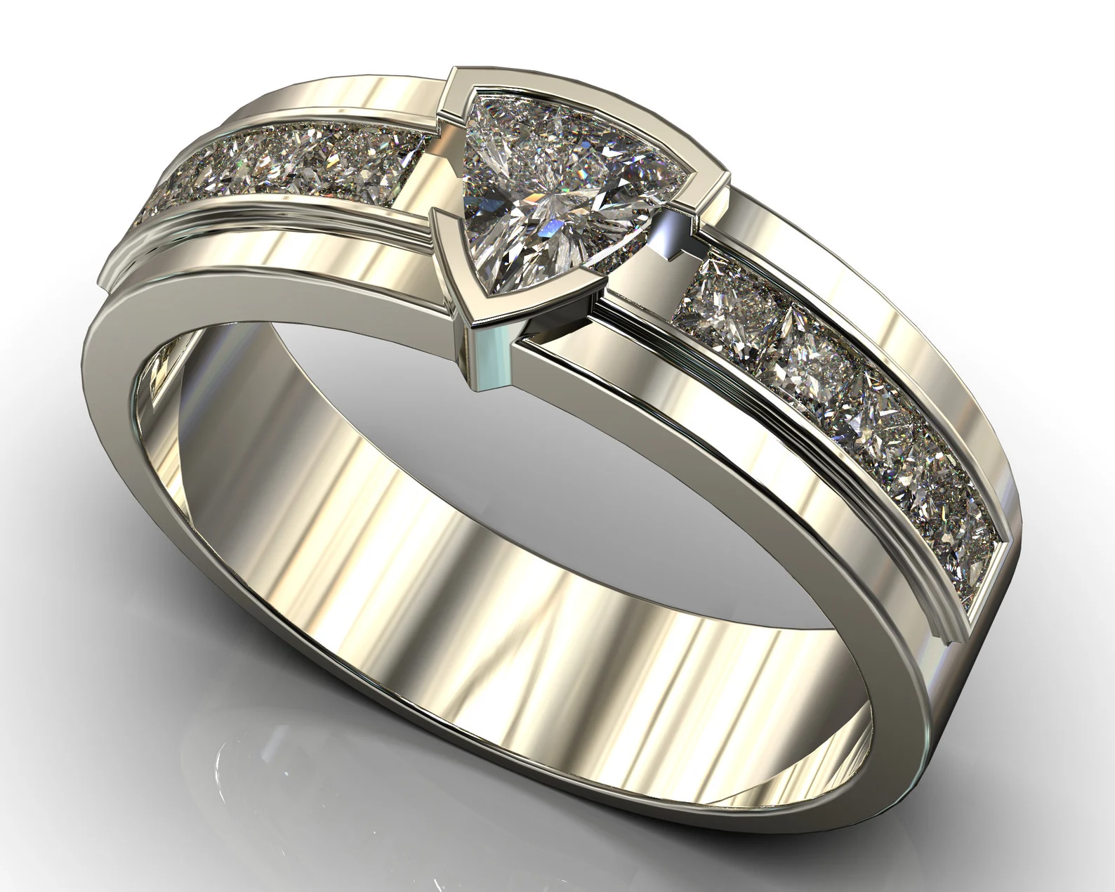 Walging triatlon Anemoon vis Mens Wedding Band Trillion Cut Diamond Unique Wedding Ring - Solomon Ring -  Vidar Jewelry - Unique Custom Engagement And Wedding Rings