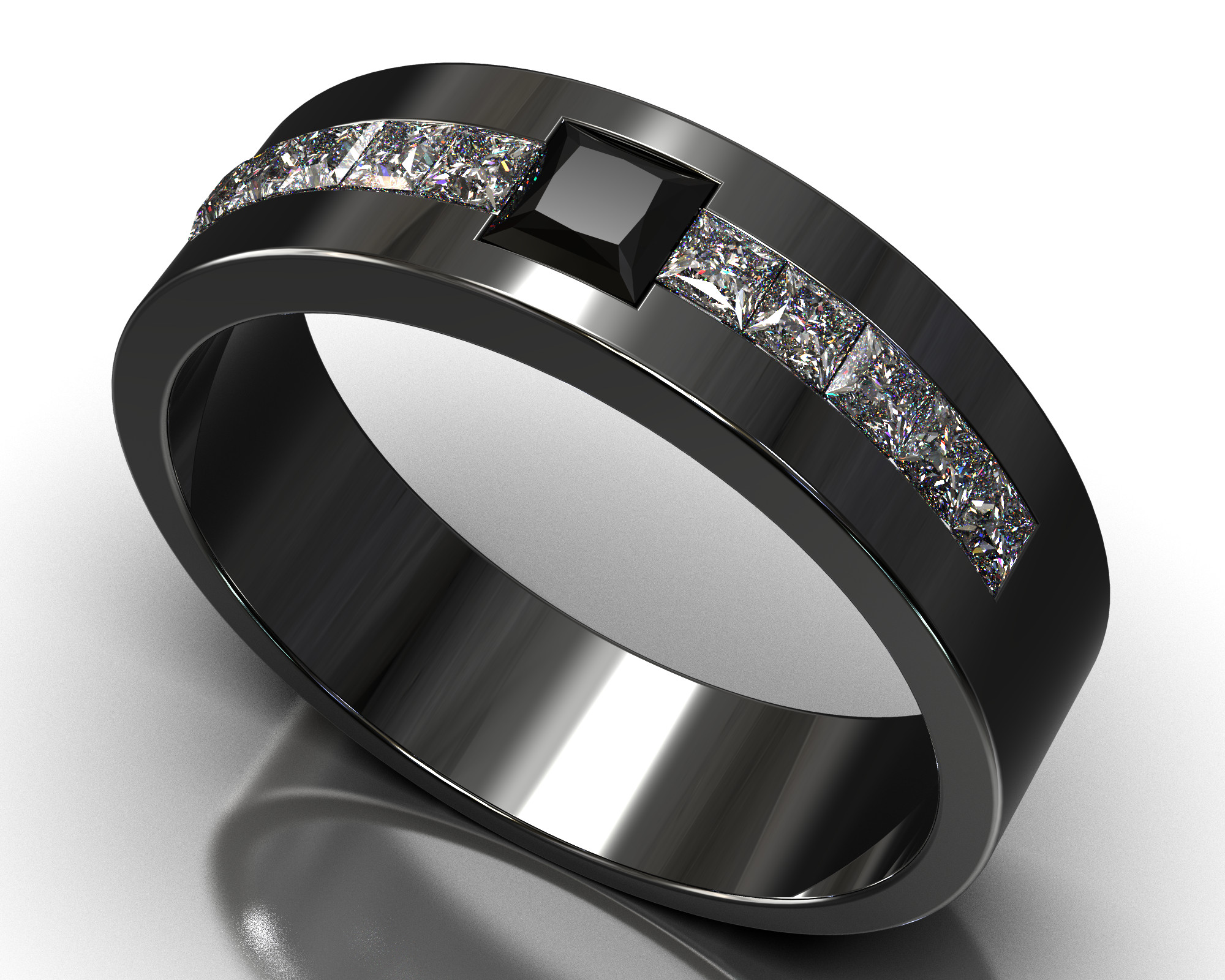 Verplicht liter Archeologie Black Diamond Black Gold With Clear Diamonds Mens Wedding Band - Roebling  Ring - Vidar Jewelry - Unique Custom Engagement And Wedding Rings