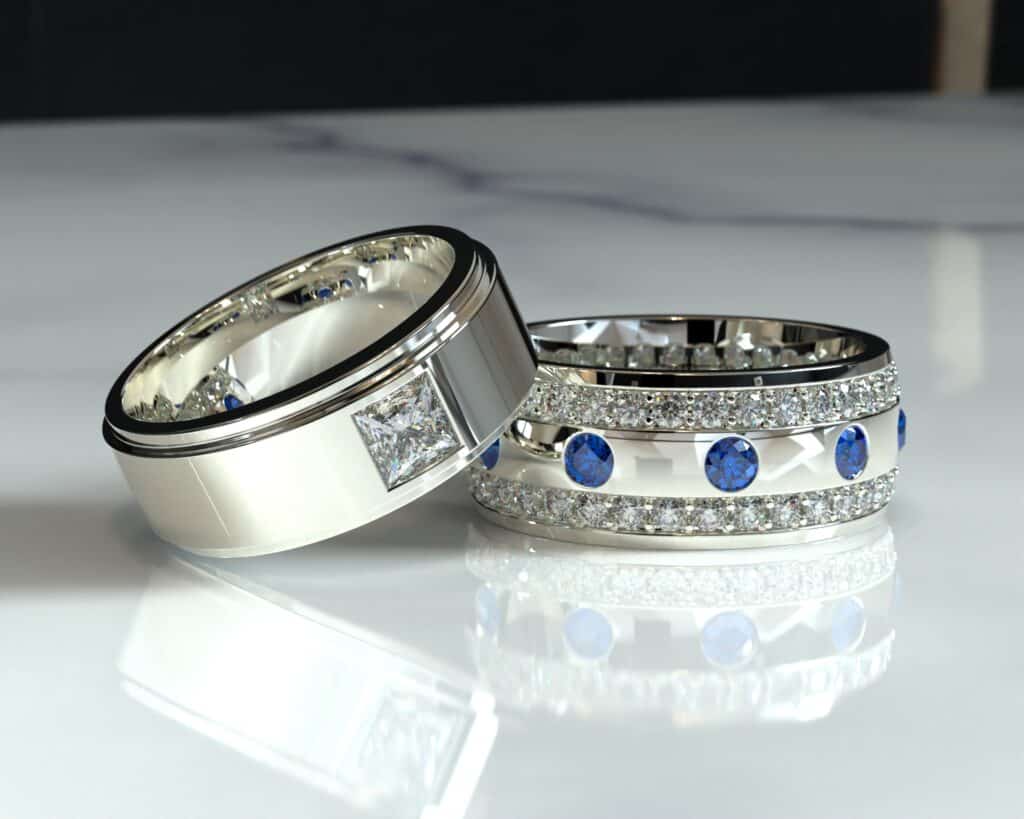 Sapphires and Diamonds Wedding and Engagement Ring for Men