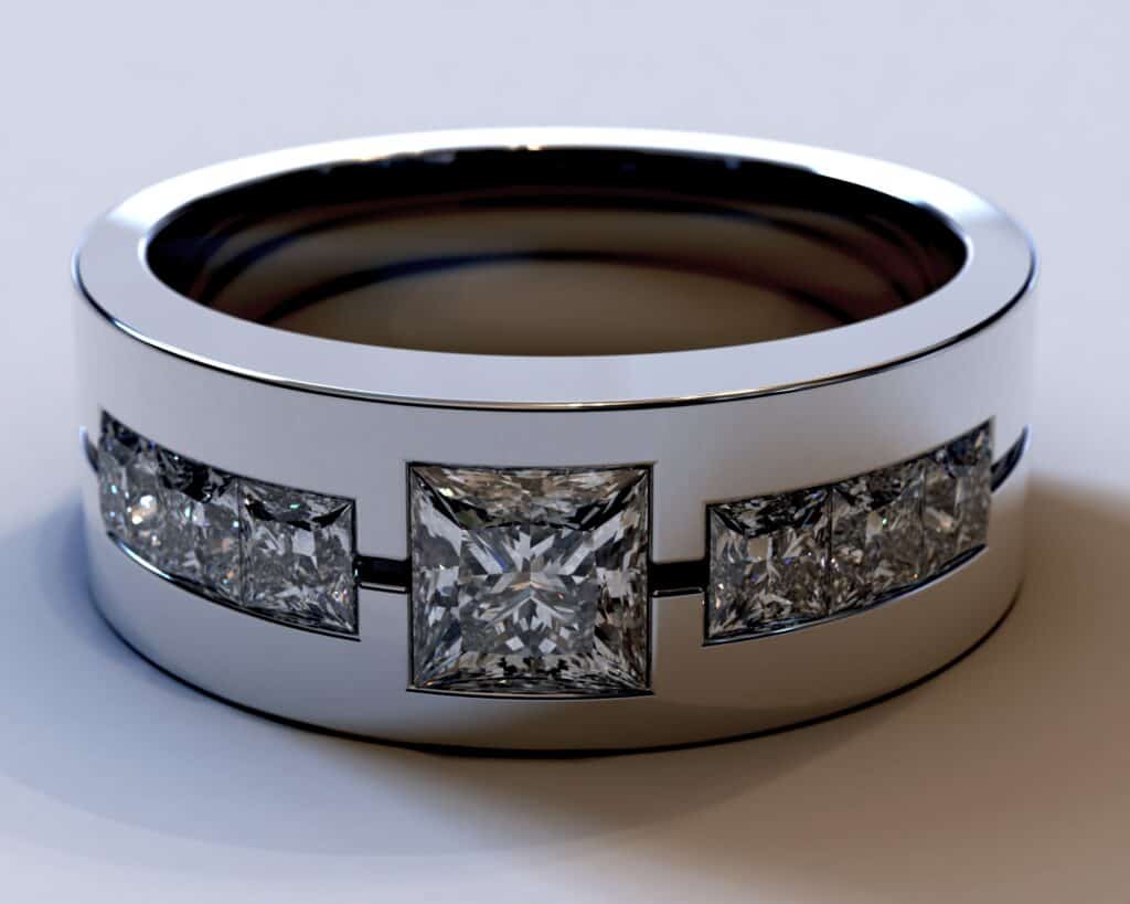 Genghis Ring - Platinum Wedding Band with Diamonds