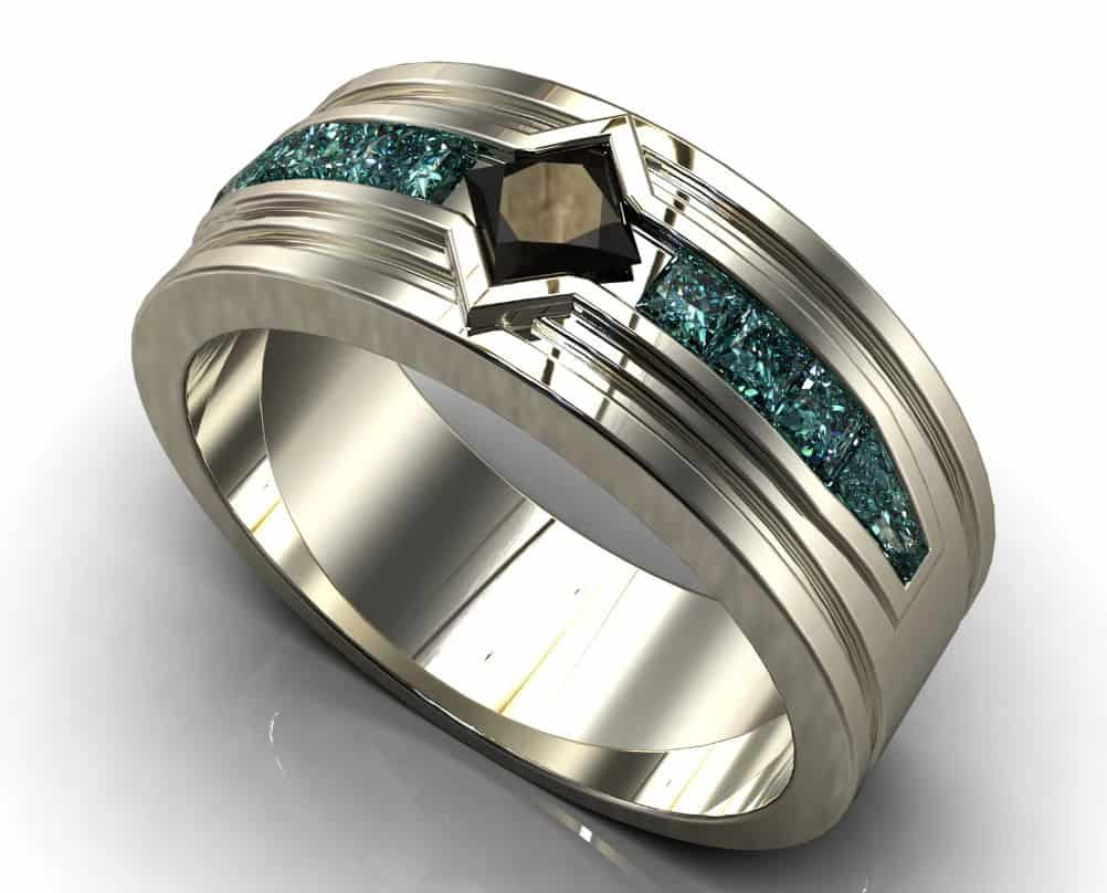 Black And Blue Diamond Rodin ring